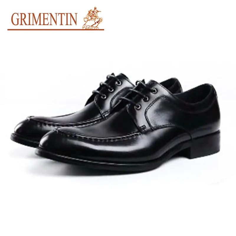 

GRIMENTIN Men Dress Shoes Genuine Leather Black Formal Business Shoes Classic Singer Designer Wedding Shoes