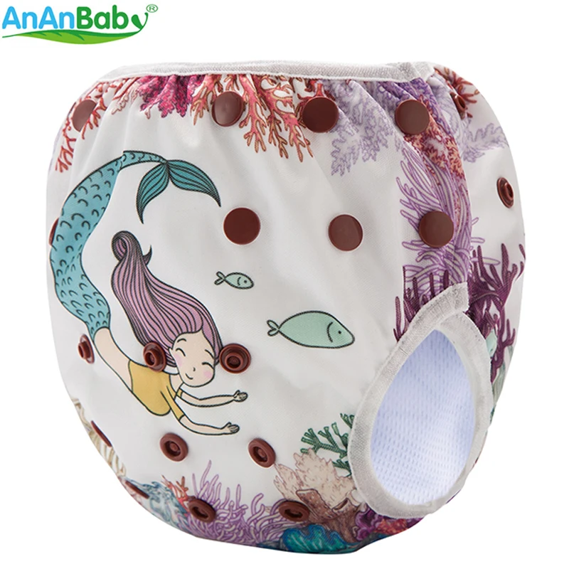 AnAnBaby пеленки для плавания многоразовые унисекс милый мультфильм купальные подгузники положение принты летняя одежда для плавания Брюки