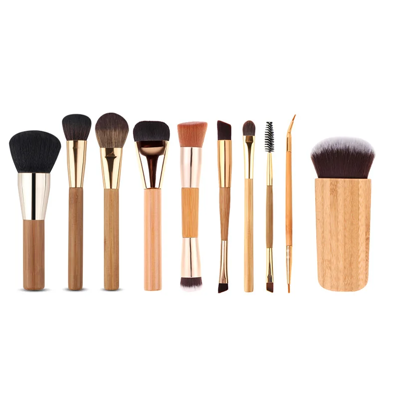 

10Pcs Professional Bamboo Handle Multifunction Makeup Brushes Set Face Eyeshadow Foundation Cosmetic Tools HS11