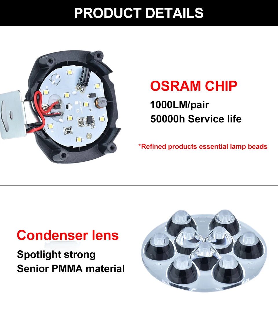 Led ampoule 1000Lm Motos Led Phare Lampe скутеры Phares анти-Brouillard Spotlight 6500 K Блан де траваил Точечный светильник 9-85 в 16 Вт