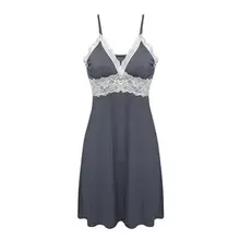 Новая сексуальная пижама, ночная рубашка размера плюс с глубоким v-образным вырезом, кружевное белье, ночная рубашка из искусственного шелка, женская ночная рубашка на бретельках W2