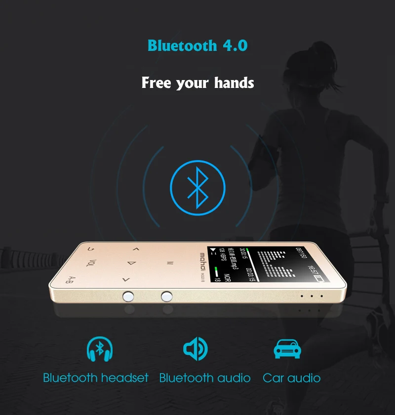 Mahdi M320 bluetooth MP3 плеер 8 Гб 1," сенсорный экран Металл HIFI без потерь аудио плеер встроенный динамик поддержка FM радио плеер