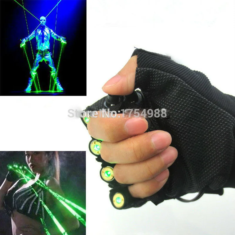 

DIY 1Pcs Red Green Laser Gloves Dancing Stage Show Light With 4 pcs lasers and LED palm light DJ Club/Party/Bars christmas gift