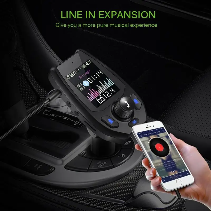 Комплект автомобильного зарядного устройства Bluetooth fm-передатчик модулятор переходник для автомобиля 2 USB порт aux порт с 1,8 дюймовым цветным экраном