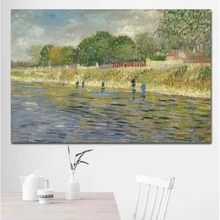 Selvagemente vincent van gogh as margens do sena impressão em tela paisagem pintura em tela pintura a óleo sem moldura