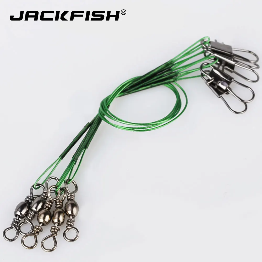 JACKFISH 20 قطعة/الوحدة مكافحة دغة الصلب خيط صنارة الصيد أسلاك الفولاذ زعيم مع قطب Olta ملحقات صيد سمك المقود الصيد زعيم سلك