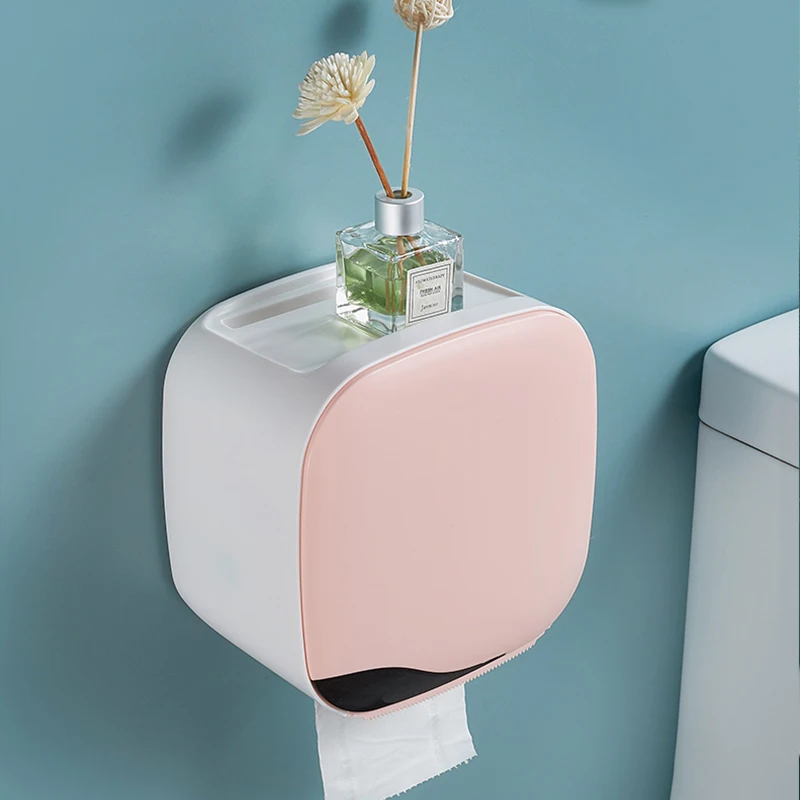 Kaufen Wand Halterung Wc Papier Halter Regal Tissue Box Wasserdicht Wc Papier Tray Rollen Papier Rohr Bad Lagerung Box Organizer
