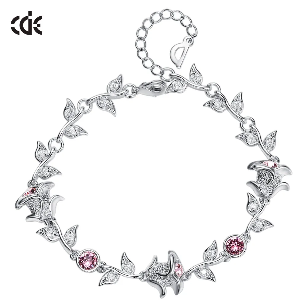 

CDE Embellished with crystals from Swarovski Link Bracelets Femme Adjustable Charm Bracelet Rose Jewelry Fine Jewelry Party Gift