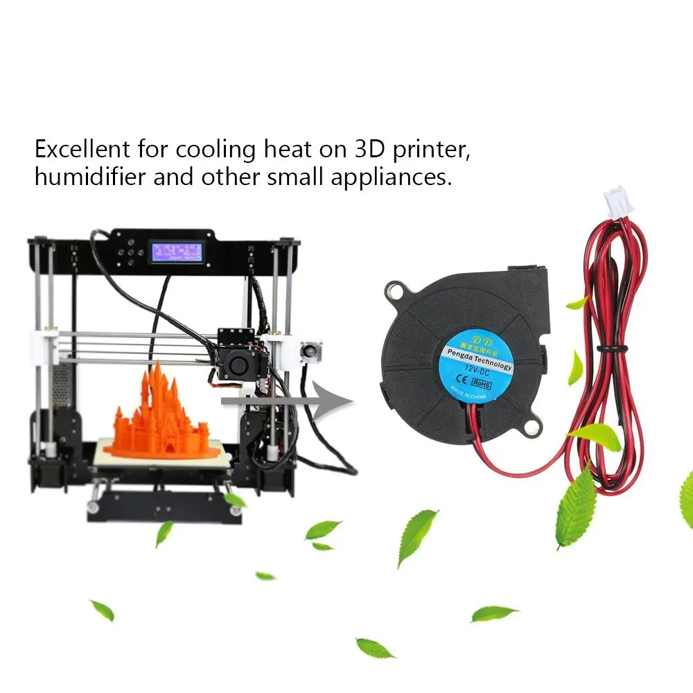 3 шт. DC12V 5015 охлаждающий вентилятор 2-контактный Вытяжной вентилятор 50x50x15 мм центробежный вентилятор для 3D-принтеры увлажнитель для ароматерапии, Приспособления