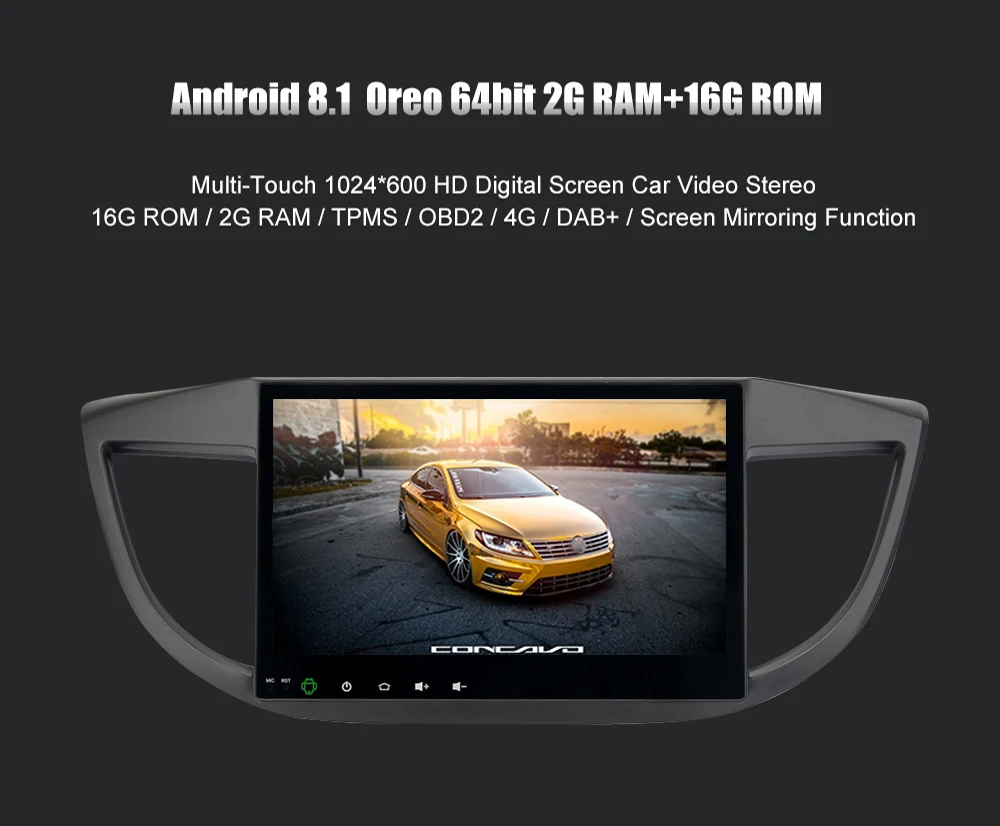 Dasaita 10," Android 8,1 Автомобильный gps плеер Navi для Honda CRV 2012- с 2G+ 16G четырехъядерный автомобильный стерео радио мультимедиа