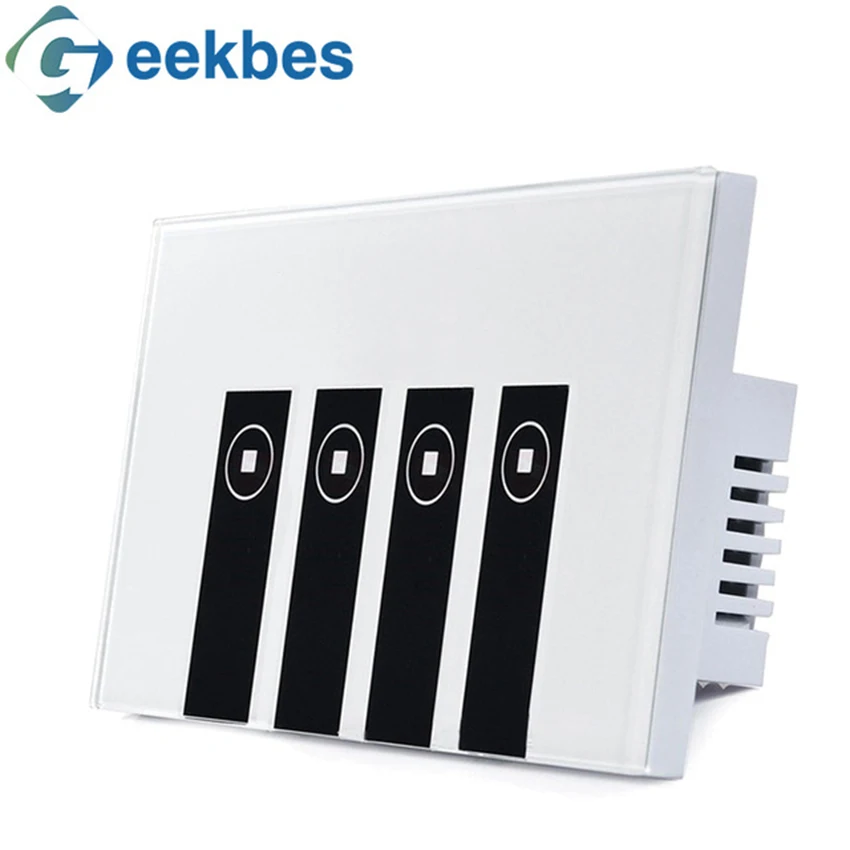 Geekbes SW01 04 Wi Fi Smart Touch коммутатор 4/3/2/1 Gang Стекло Панель синхронизации приложение