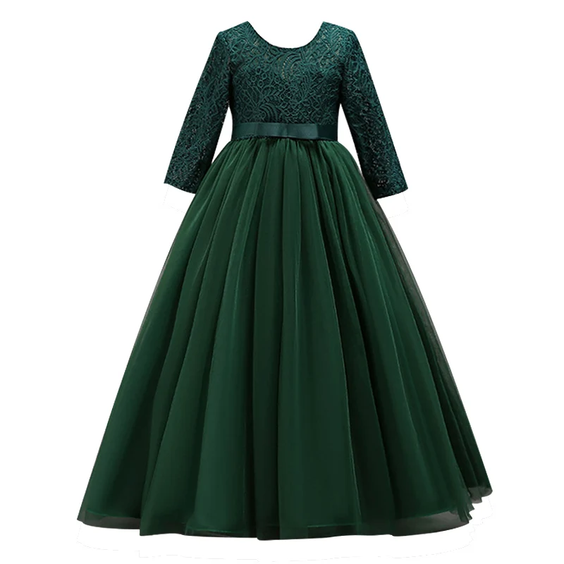 

Christma Girl Lace Dress Long Tulle Teen Girl Party Dress Elegant Children Clothing Kids Dresses For Girls Princess Wedding Gown