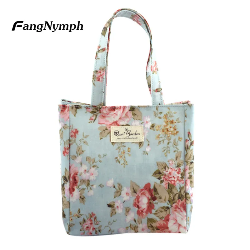 

FangNymph Bohemia Flower Printed Frosted Cloth Tote Female Shoulder Lunch Handbag Women Casual Shopping Bags Girls Beach Bag