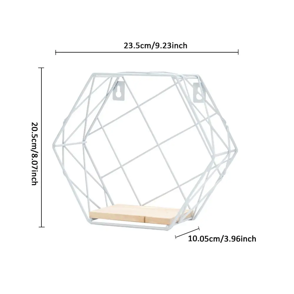 Железная шестиугольная сетка настенная полка комбинированная настенная подвесная геометрическая фигура для украшения стен гостиная спальня Скандинавская стойка - Цвет: 14