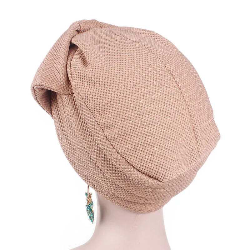 Мусульманские женские хлопковые эластичные чалма с бантиком шляпа раковая шапочка при химиотерапии шапки банданы чепчик капот аксессуары для выпадения волос