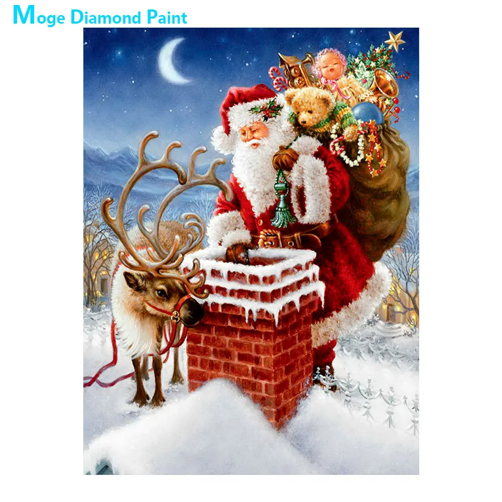 

Santa Claus Diamond Painting Full Round cartoon portrait New DIY Sticking Drill Cross Embroidery 5D Christmas Home Decoration
