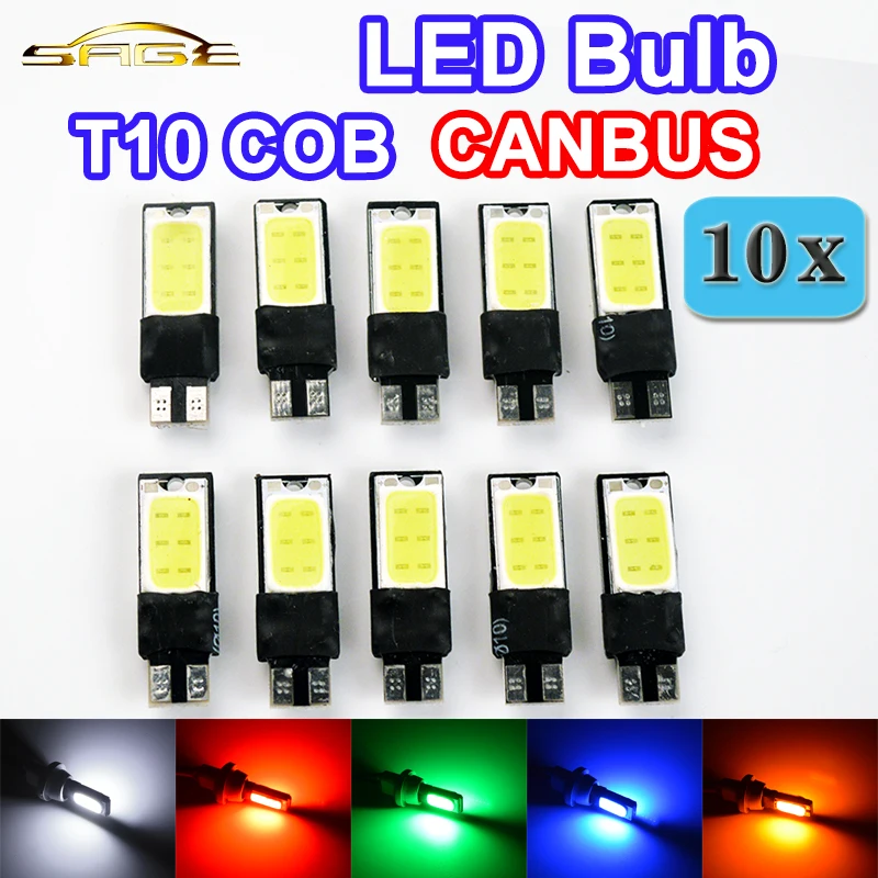 

Hippcron LED Bulb T10 W5W 194 COB CANBUS Error Free Car CAN BUS Lights White Red Green Blue Yellow Color Auto Lamps (10 PCS)
