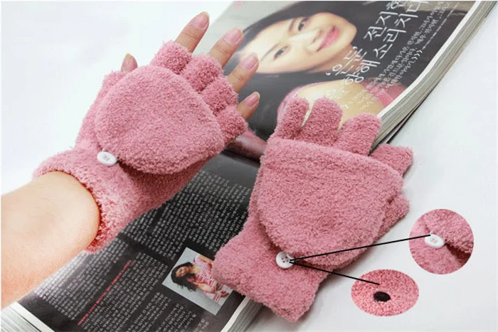 YSDNCHI, модные зимние перчатки для девушек, женщин и девушек, теплые зимние однотонные женские перчатки без пальцев, Флисовые женские перчатки на половину пальцев