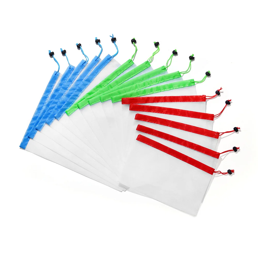 

5+5+5 = 15 Pcs Reusable Grocery Shopping Bag Adjustable Nylon String Bag Fruit Vegetable Storage Mesh Produce Shopping Bags