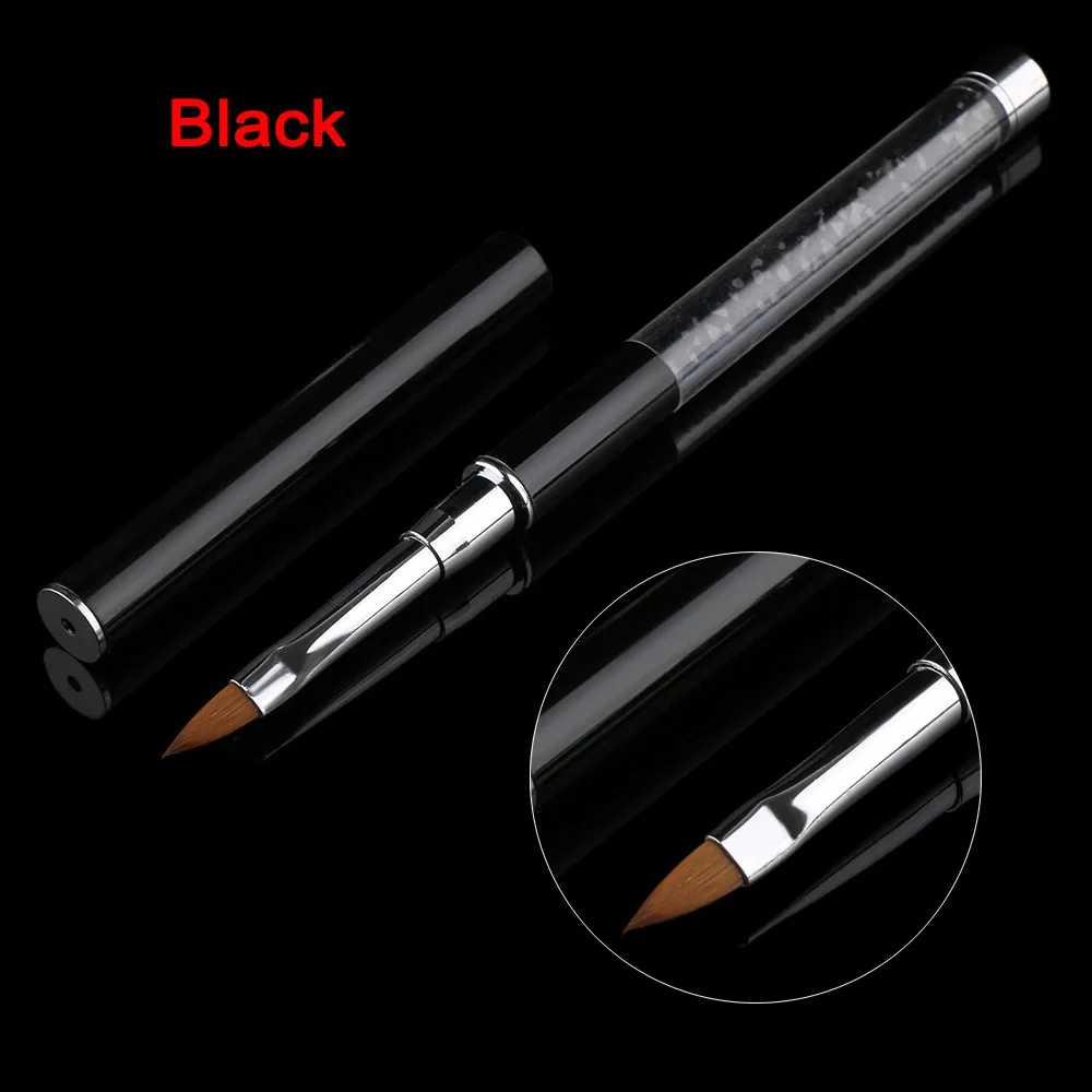 Черный Цельнокроеное платье ногтей UV GEL Кристалл акриловая Живопись Рисунок Pen Лак для ногтей кисть инструмент - Цвет: Черный