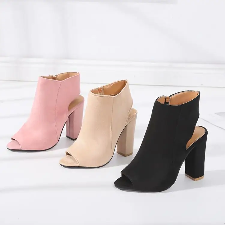 Slim Ankle Boots for Women Peep Toe Square High Heel Boot Cut-out Shoes Woman Fashion Bota Feminina Luxury Designers | Обувь