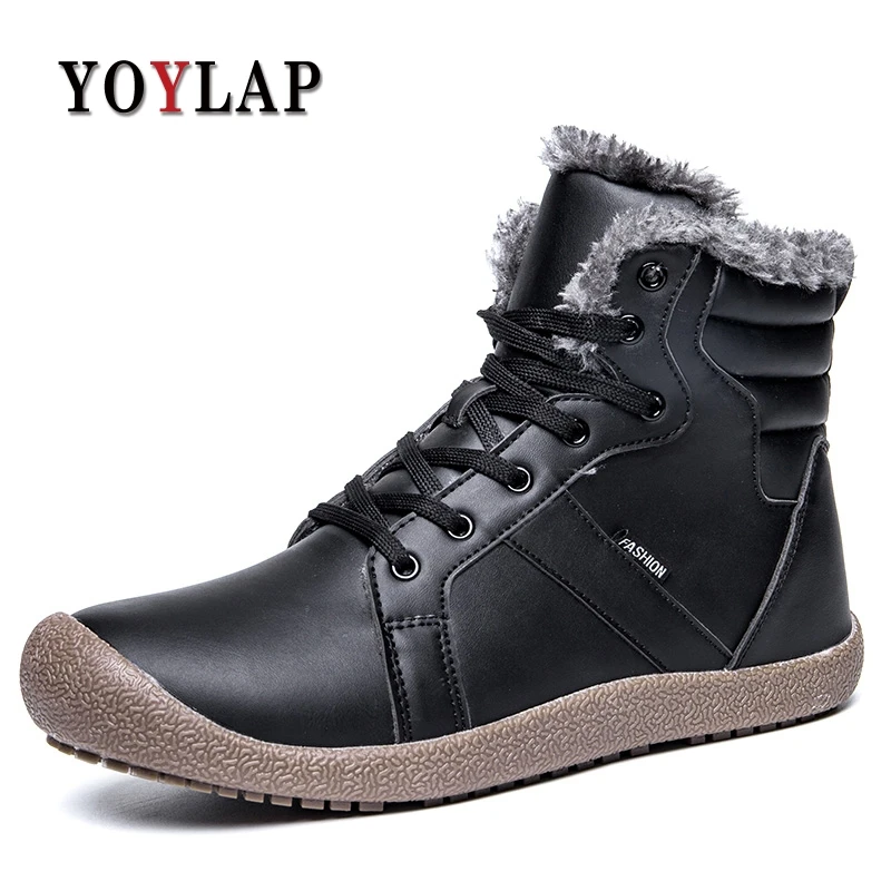 

New Fashion Men Winter Shoes Solid Color Snow Boots Cotton Inside Antiskid Bottom Keep Warm Waterproof Ski Boots unisex Size 48