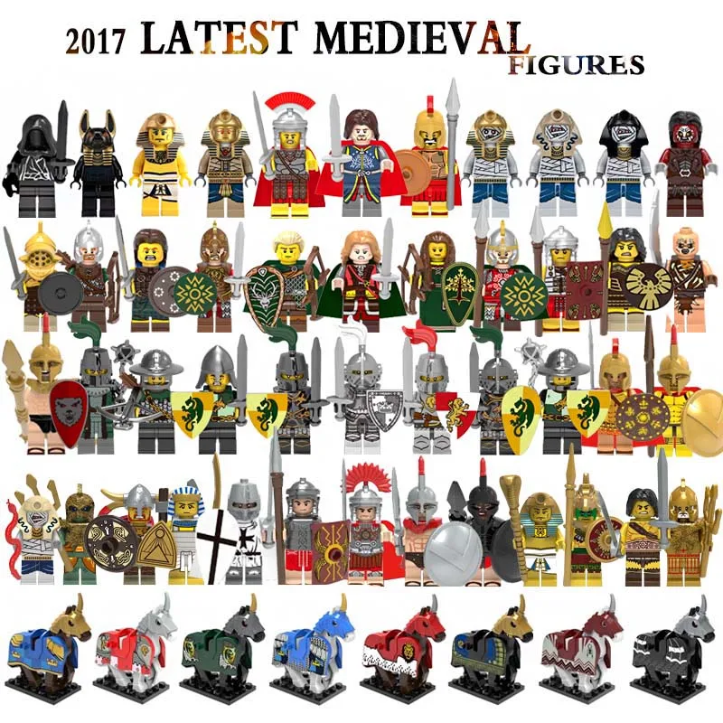 

Latest Single Legoingly Medieval Knights Myth Lord of the Rings Gladiatus Bricks Building Blocks Gift Toys for Children