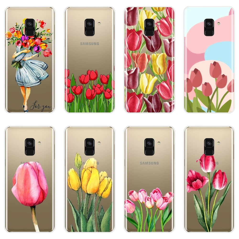 Чехол для Samsung Galaxy A5 A7 2018 A6 A8 Plus силиконовая Мягкая задняя крышка с красными