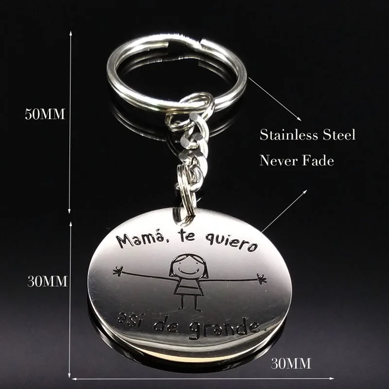 2018 nueva moda mamá te Quiero clave de acero inoxidable anillo de mujer de plata de Color bolsa de joyería de encanto de llaveros K77387B