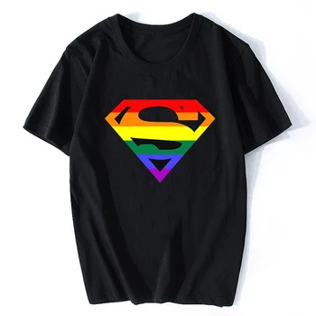 

Super Gay T Shirts Men Rainbow Gay Lesbian Pride LGBT Plus Size Aesthetic Short Sleeve T-Shirt O Neck Cotton Tees Tops