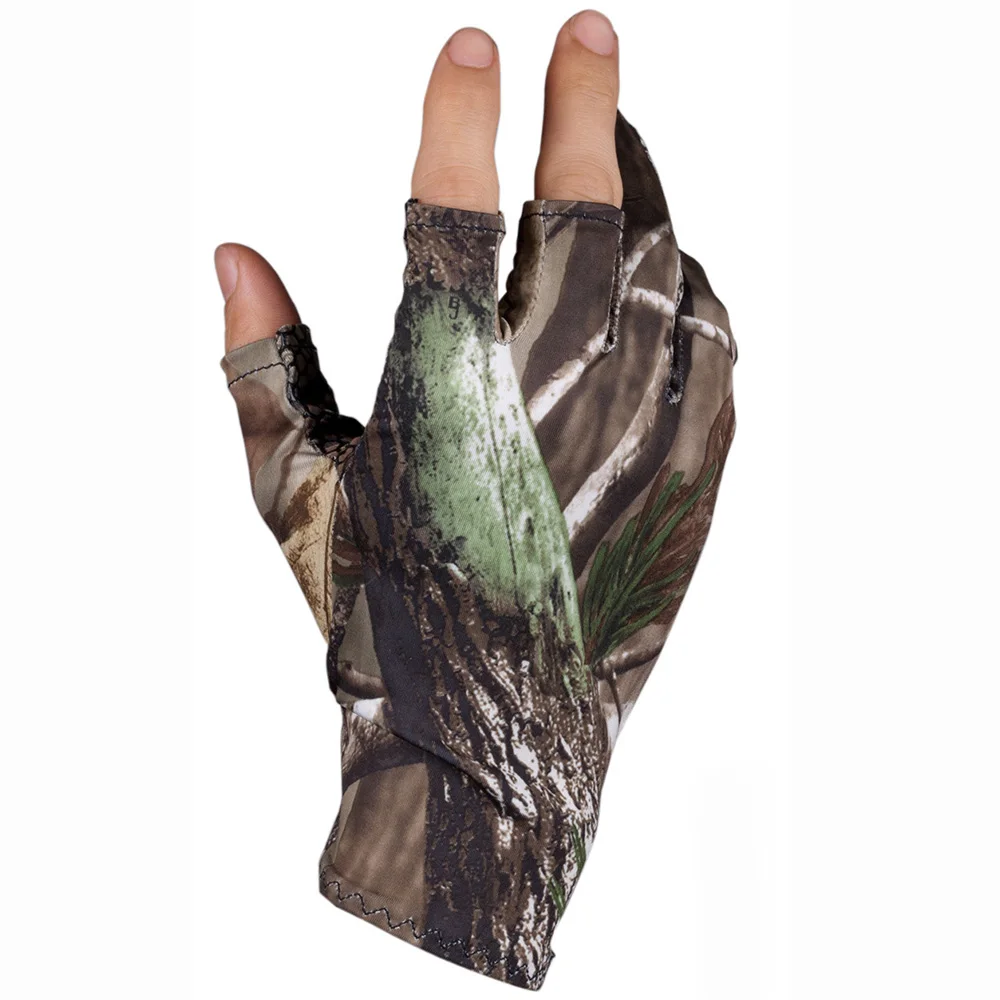 

Camo Fishing Gloves Hunting Gloves Anti-Slip 3 Finger Cut Protector Camouflage