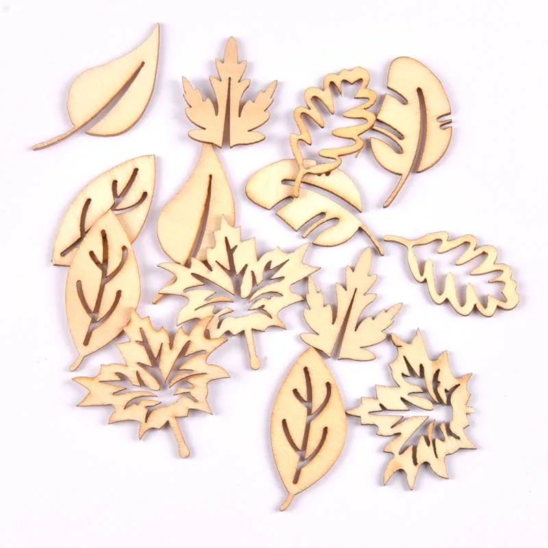 

20x40mm 30Pcs Wood Slices For Home Decorations DIY Crafts Mixed Natural Leaf Wooden Ornaments Handicrafts Embellishment M1863