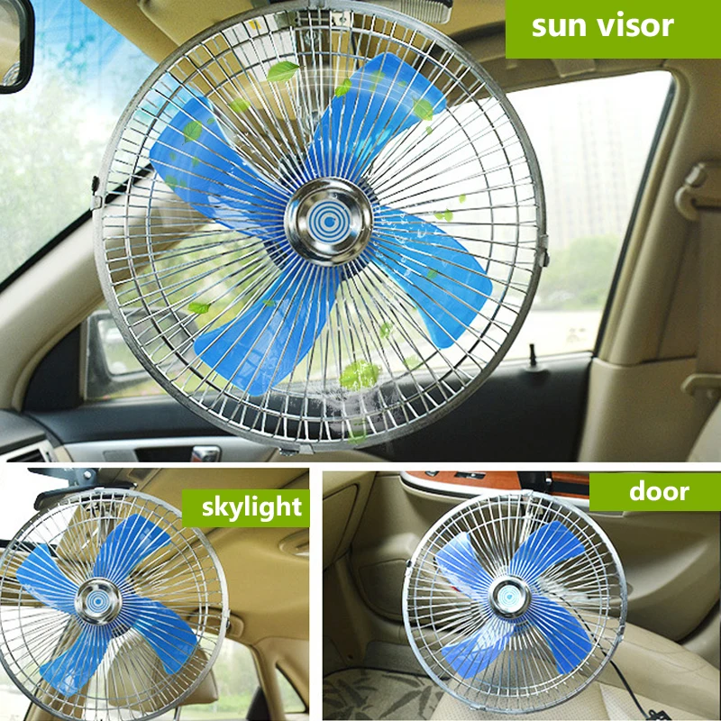 

12V 8" Universal Car Clip-on Fan Mini 2 Speed Cooler Airflow Dashboard Oscillating Electric Fans