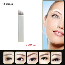 Распродажа настоящие микроблейдинг агуляны иглы татуировки 11 контактов белые иглы, лезвия для ручной работы для бровей татуировки перманентные лезвия для макияжа