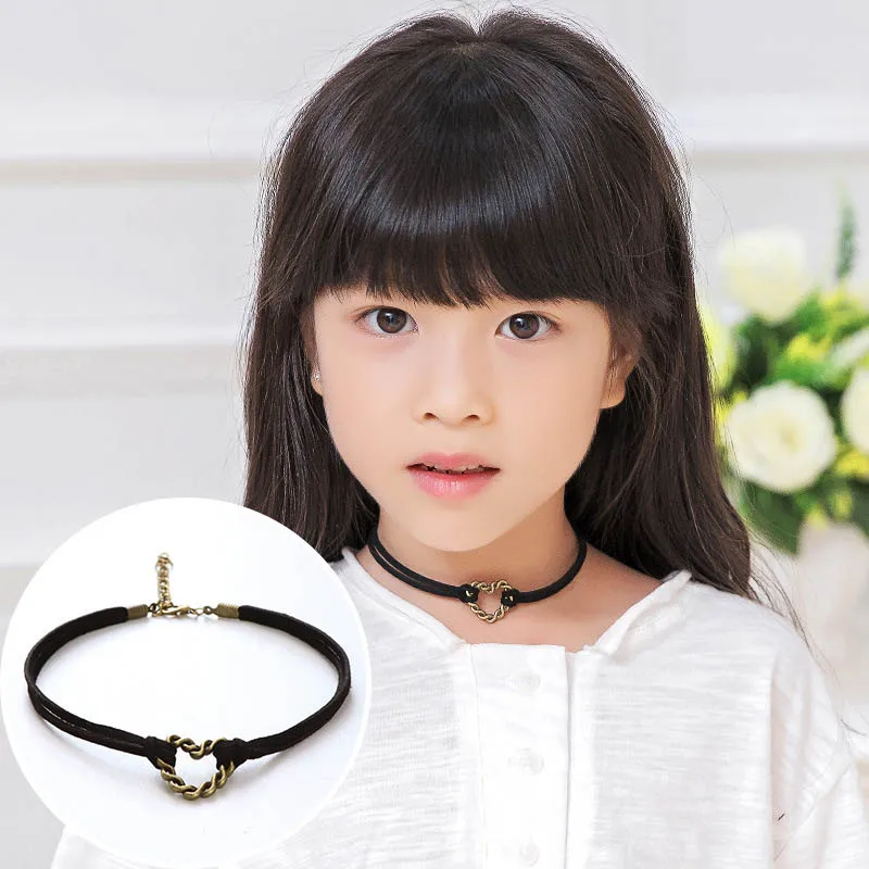 Ожерелье Черное изысканное модное готическое детское ожерелье для девочек кружевное красивое многослойное модное ювелирное изделие детское колье 1 шт. стрейч - Окраска металла: 8
