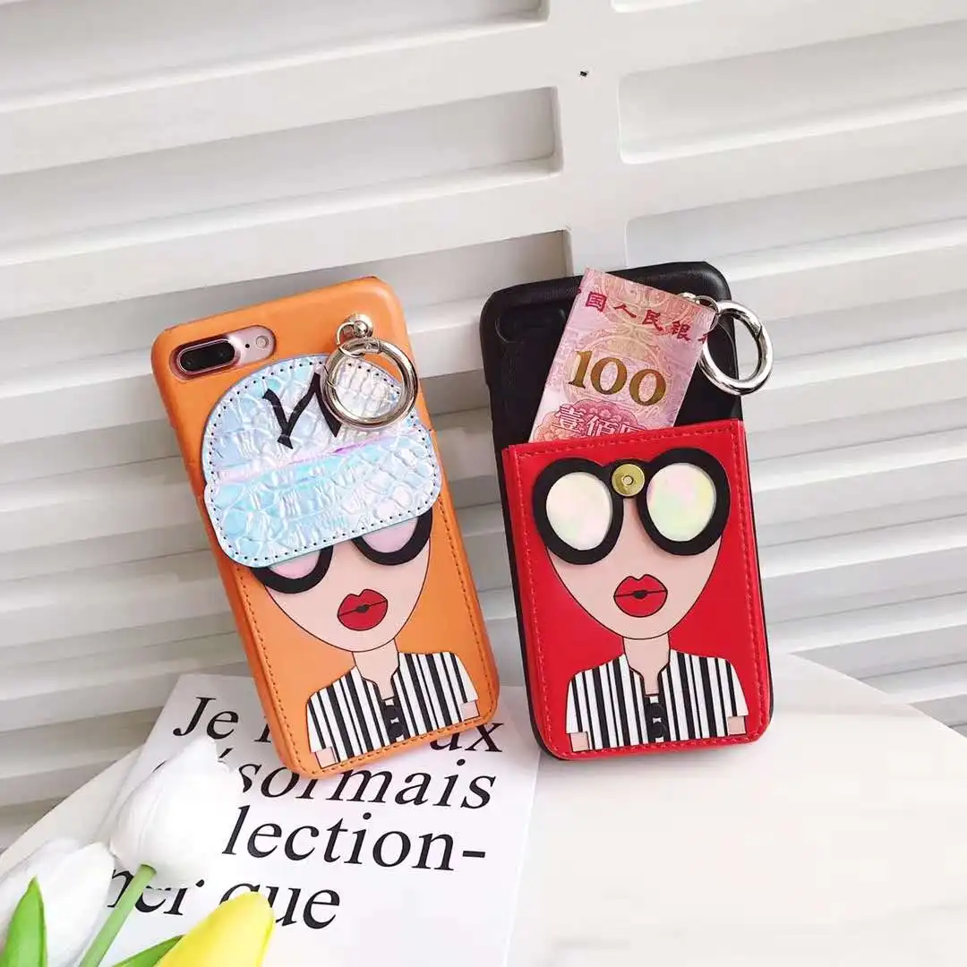 Крутой держатель для карт девочек кошелек телефона чехол iPhone 6 6s 7 8 Plus 10 X XR XS MAX