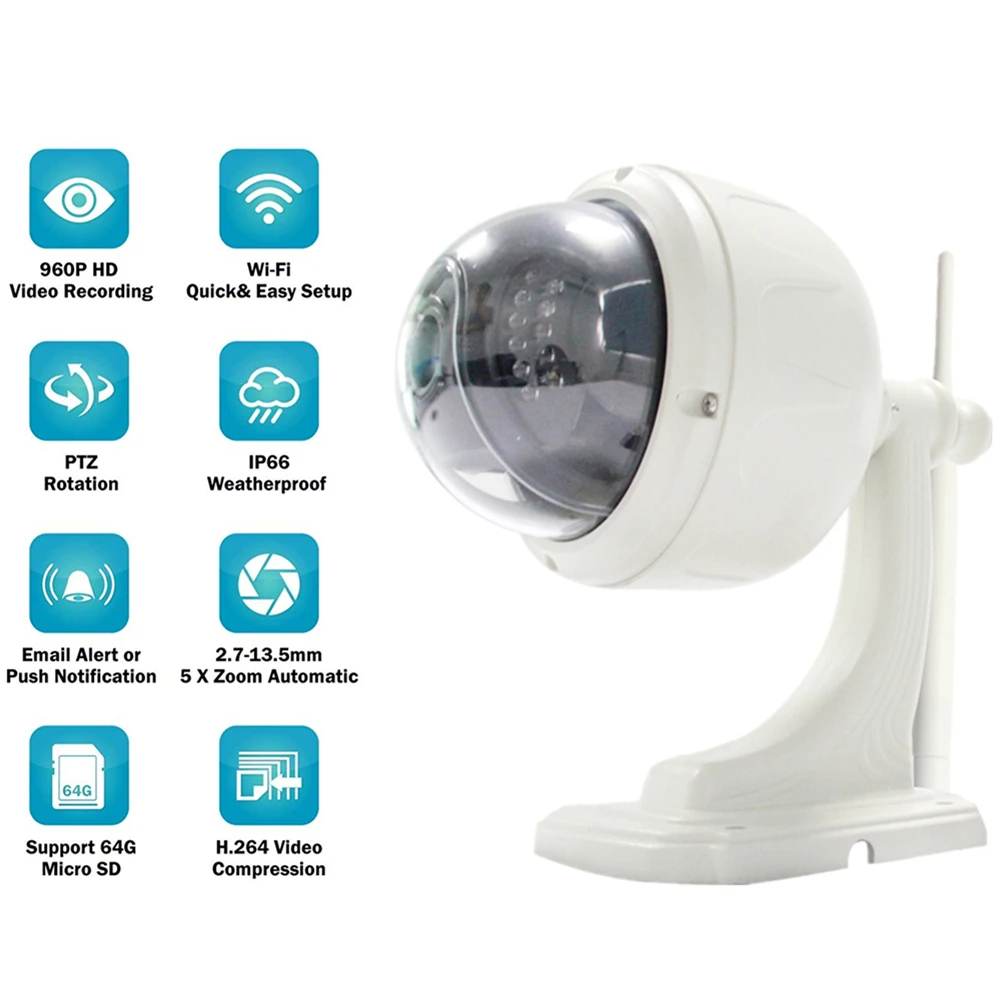 

1080P 960P HD IP PTZ Camera Network 5X Optical Zoom Outdoor Waterproof CCTV Surveillance WIFI Camera Night Vision ONVIF H.264