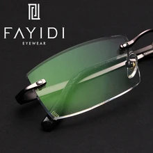 Модные очки без оправы, оправа для мужчин, супер светильник, металлическая оптическая близорукость, компьютерная оправа для чтения, очки по рецепту, оправы# F110