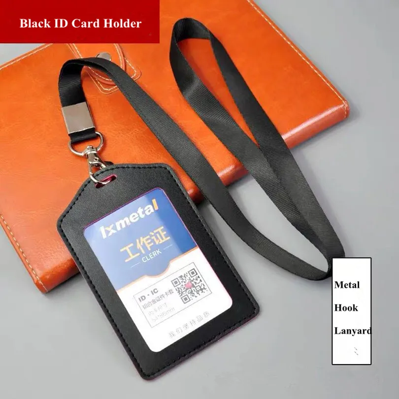 Black Из искусственной кожи работу для карты/кредитной держатель для карт ID имя значок Чехол Держатель с вытяжным шнуром - Цвет: Black