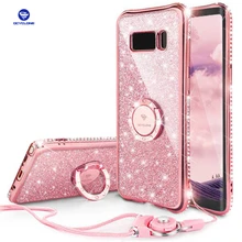 For Samsung Galaxy S8 Plus Case Ring S8 Diamond Cover For Samsung Note 8 Case Ring Bling Cover For Galaxy S8 Case Glitter Purple