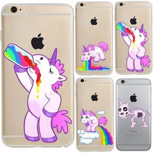 Transparent covers Cute cartoon rainbow animal horse unicorn phone case for iPhone 5C 4 4S 5 5S SE 6 6S 7 Plus Capa Fundas Coque