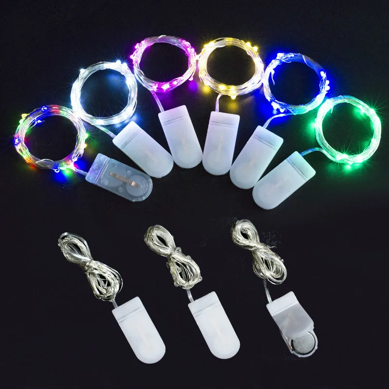 2 м 20LED Звездные струнные огни Феи микро светодиоды медная проволока CR2032