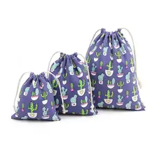 

Cute Cactus Pattern Linen Cotton Storage drawstring Bags Backpack Baby Kids Toys Travel Shoes Laundry Lingerie Makeup Pouch 15