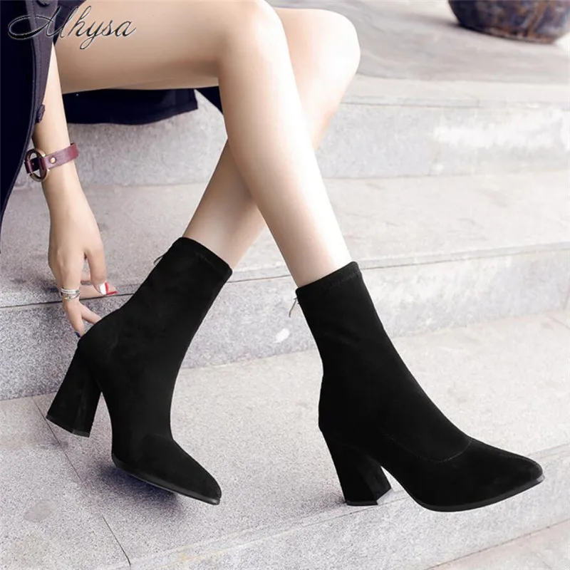 

Mhysa 2018 Women's Shoes Autumn Winter Fashion Pointed boots zipper Ankle Boots Martin boots sexy High heels women shoes S722