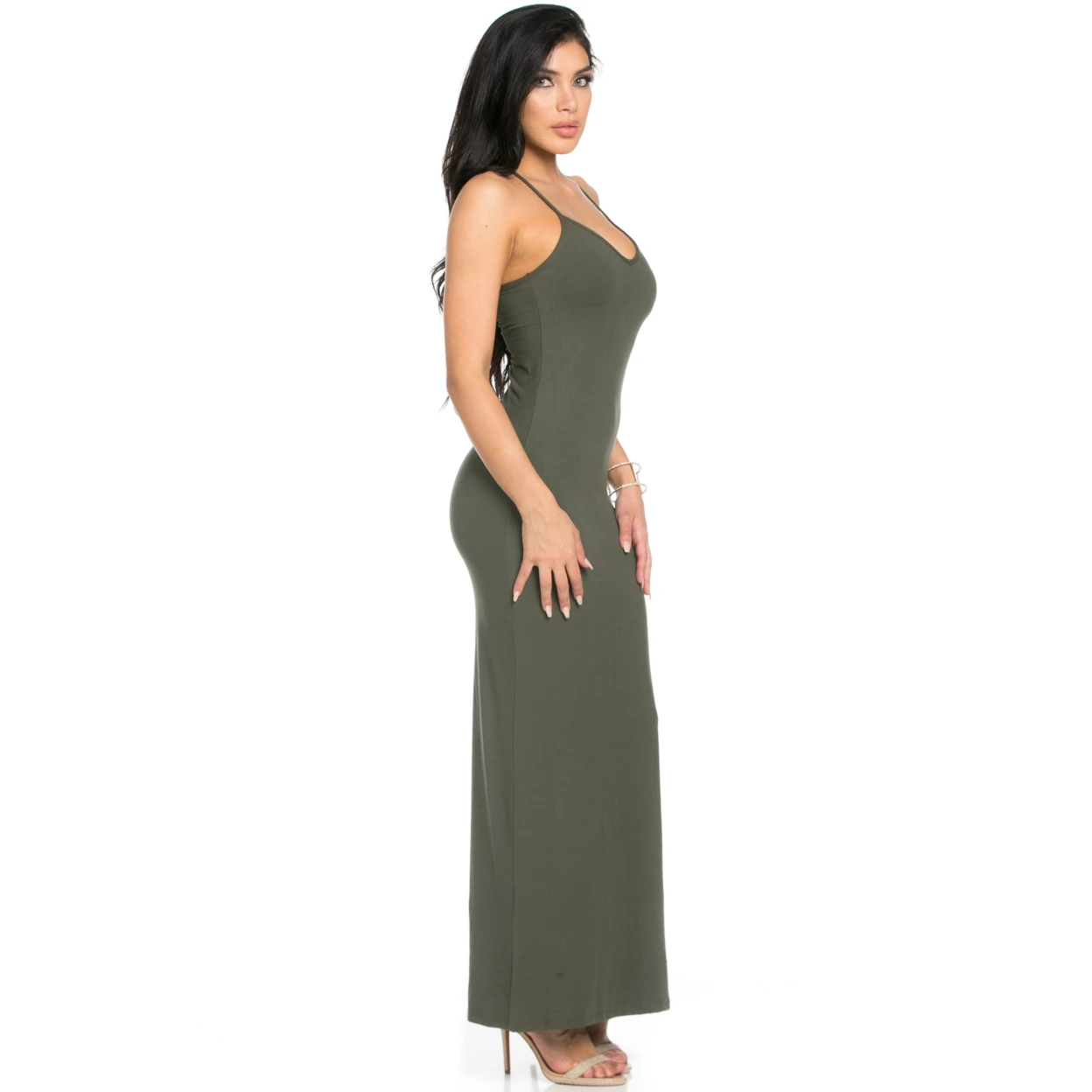 Micro Suede Olive Maxi Dress (4)