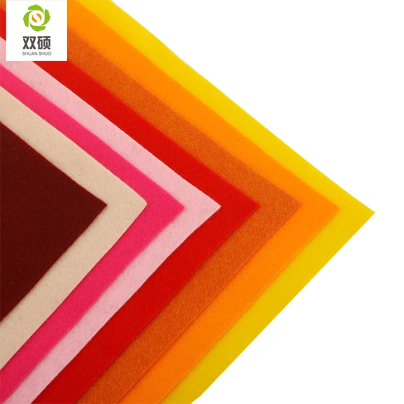 Shuanshuo New High Quality Mix color Soft Polyester Nonwoven Felt Fabric DIY Felt Fabric Pack 1.5MM Thick 24PCS/lot 30X30CM