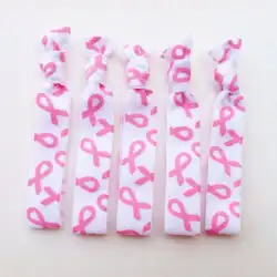 500 шт. Pink Ribbon рака молочной железы узел волос Галстуки стрейч раз Бесплатная доставка