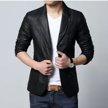 Новые мужские водонепроницаемые весенние костюмы из искусственной кожи, большие размеры, осенние кожаные блейзеры, мужские однобортные блейзеры с длинными рукавами, J149