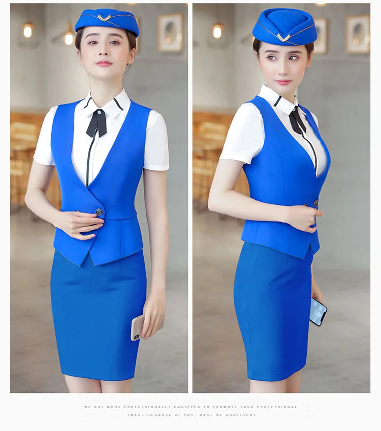 IZICFLY костюм с юбкой жилет формальный tailleur femme jupe et veste элегантный для женщин Униформа Бортпроводницы Рабочая одежда