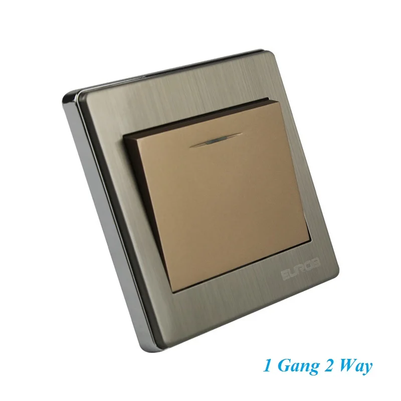 E9 Series Brushed Stainless Steel Gold Wall Switch With fluorescence 1